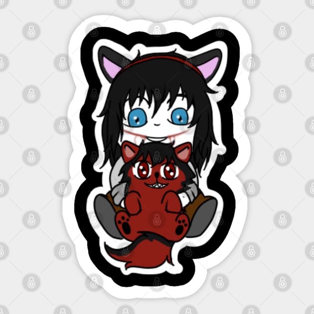 creepypasta Jeff the killer and smile dog Sticker by LillyTheChibi